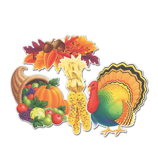 Beistle Thanksgiving Cutouts, 2 Packs of 4
